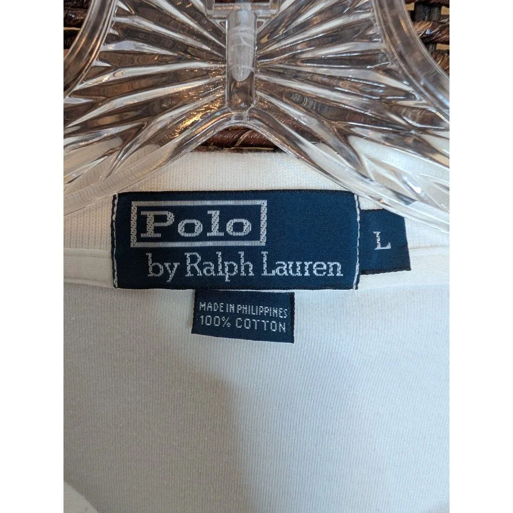Polo by Ralph Lauren Men's Polo Tee Shirt Large White Embroidered Preppy Golf